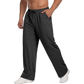 PINSPARK Mens Lightweight Open Bottom Baggy Casual Workout Sweatpants with Pockets