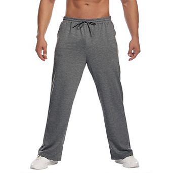 PINSPARK Mens Lightweight Open Bottom Baggy Casual Workout Sweatpants with Pockets