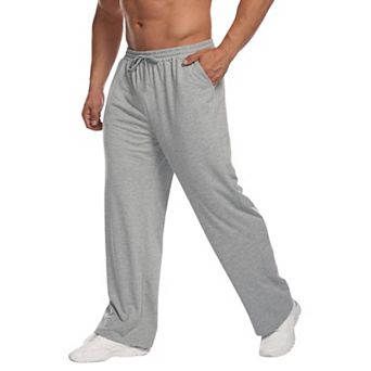 PINSPARK Mens Lightweight Open Bottom Baggy Casual Workout Sweatpants with Pockets