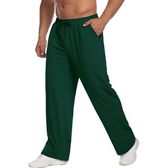 PINSPARK Mens Lightweight Open Bottom Baggy Casual Workout Sweatpants with Pockets