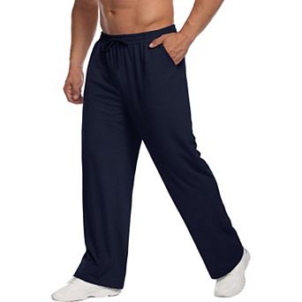 PINSPARK Mens Lightweight Open Bottom Baggy Casual Workout Sweatpants with Pockets