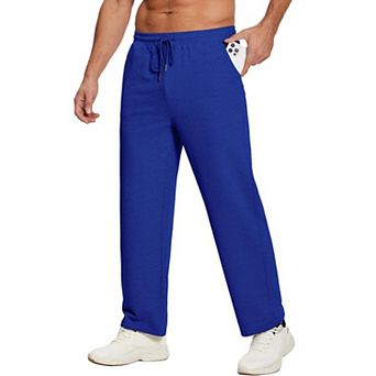 PINSPARK Mens Lightweight Open Bottom Baggy Casual Workout Sweatpants with Pockets