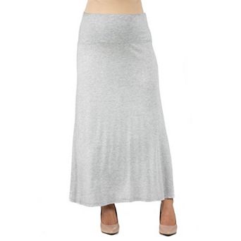 Maternity 24Seven Comfort Apparel Elastic Waist A Line Maxi Skirt