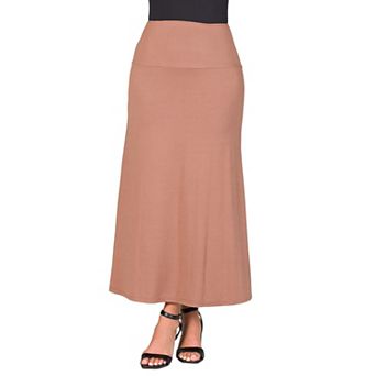Maternity 24Seven Comfort Apparel Elastic Waist A Line Maxi Skirt
