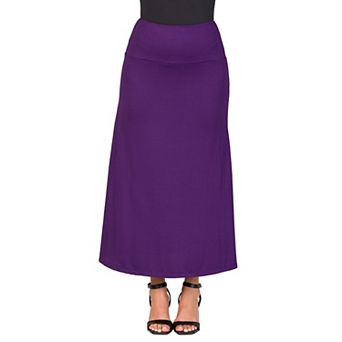 Maternity 24Seven Comfort Apparel Elastic Waist A Line Maxi Skirt
