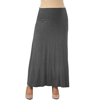 Maternity 24Seven Comfort Apparel Elastic Waist A Line Maxi Skirt