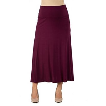 Maternity 24Seven Comfort Apparel Elastic Waist A Line Maxi Skirt