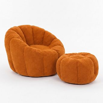 Yellow Teddy Foam Bean Bag Sofa Chair for Living Room Bedroom Dorm