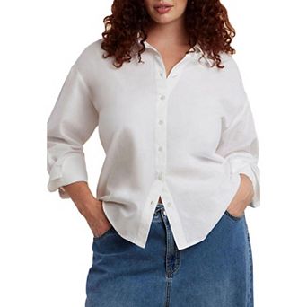 ELOQUII Women's Plus Size Tie Back Button Up Top