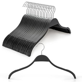 Slim Wood Hangers Non Slip Rubber Grips No Shoulder Bump Ergonomic 360 Hook