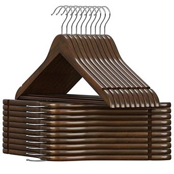 Solid Wood Coat Hangers Anti Slip Notches 360 Swivel Hook Heavy Duty
