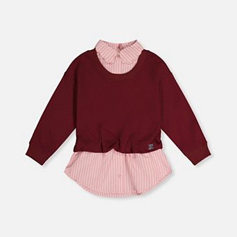 Big Kids Girl Fake Two-Layer Sweater