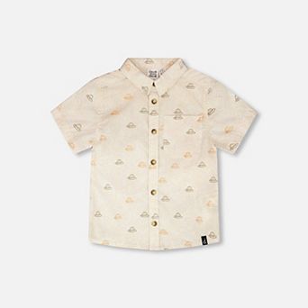 Little Kids Boy Poplin Shirt Safari Print
