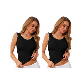 2 Packs Women's V-Neck Ribbed Camisole Sim Fit Unpadded Tank Tops