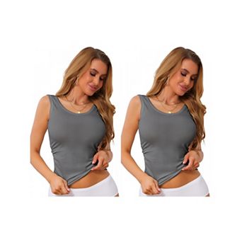2 Packs Women's V-Neck Ribbed Camisole Sim Fit Unpadded Tank Tops