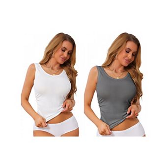 2 Packs Women's V-Neck Ribbed Camisole Sim Fit Unpadded Tank Tops