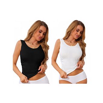 2 Packs Women's V-Neck Ribbed Camisole Sim Fit Unpadded Tank Tops
