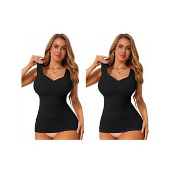 2 Packs Women's Tummy Control Bosom Lifting Padded Camisole Slim Fit Shaping Long Tanks