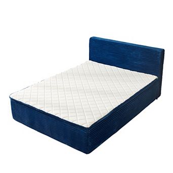 Ovios Queen Size Mattress w/ Headboard, All-in-One Floor Bed, Motion Isolation, Medium Firm Support