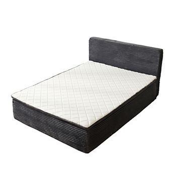Ovios Queen Size Mattress w/ Headboard, All-in-One Floor Bed, Motion Isolation, Medium Firm Support