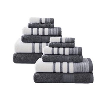 Two Tone Zero Twist 100% Cotton Soft & Absorbent Bath Towels Hand Towels & Washcloths Towel Set