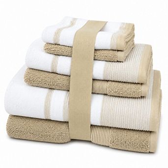 Two Tone Zero Twist 100% Cotton Soft & Absorbent Bath Towels Hand Towels & Washcloths Towel Set