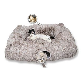4 Way Cat Tunnel Bed Warm Mat Interactive Play For Indoor Cats