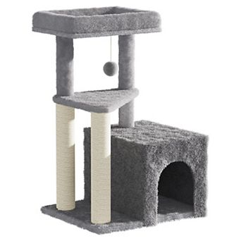 33 Inch Multi Level Cat Tree Tower Indoor Cat Condo With Perch Play Posts Interactive Toys