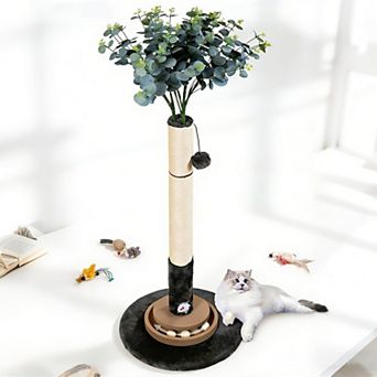 35 Inch Cat Eucalyptus Sisal Rope Scratcher Tree Tower With Interactive Toys