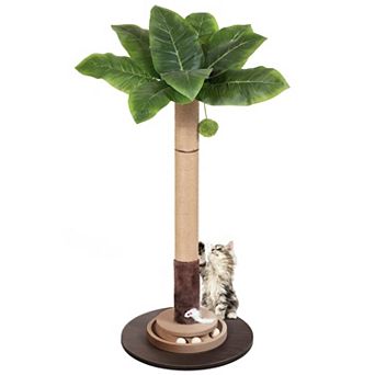 35 Inch Tall Cat Scratcher Tree Tower Sisal Rope Interactive Toy For Indoor Cats