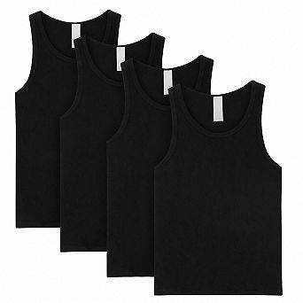 4-Pack Men's Ribbed Knit Tank Tops Breathable Soft Cotton Everyday Undershirts