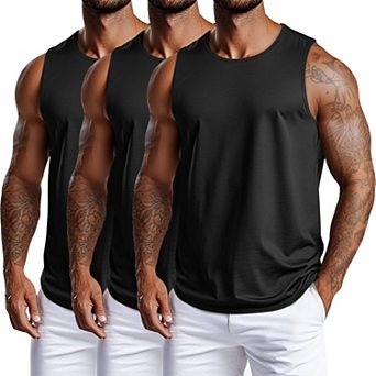 3-Pack Men's Big And Tall Cotton Tank Tops Workout Sleeveless Tees
