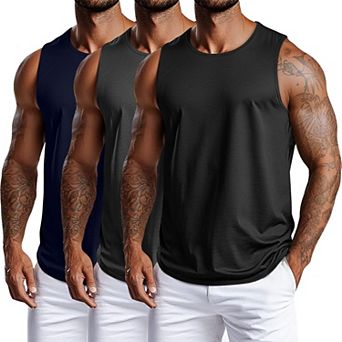 3-Pack Men's Big And Tall Cotton Tank Tops Workout Sleeveless Tees