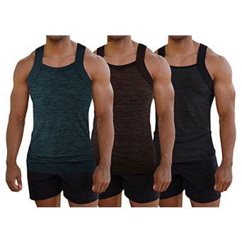 3-Pack Dry Fit Square Cut Tank Tops Quick Dry Athletic Wear