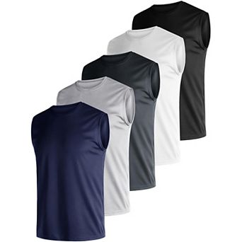 5-Pack Mens Quick Dry Athletic Sleeveless Tank Tops Wicking Lightweight