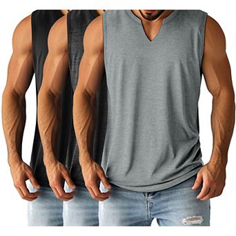 3-Pack Men's Big And Tall V Neck Workout Athletic Tank Tops