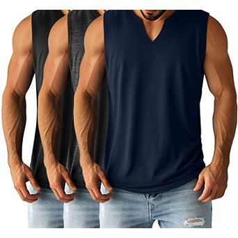 3-Pack Men's Big And Tall V Neck Workout Athletic Tank Tops