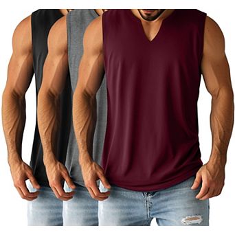3-Pack Men's Big And Tall V Neck Workout Athletic Tank Tops