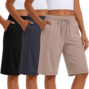 3-Pack Womens Bermuda Shorts Casual Lounge Yoga Pants With Pockets