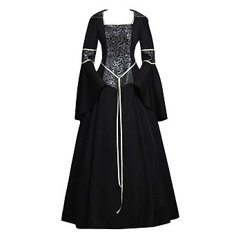 Women's Medieval Gothic Witch Vampire Hooded Cosplay Dress