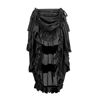Women's Steampunk Gothic High Low Ruffle Skirt Adjustable Waist Ankle Length
