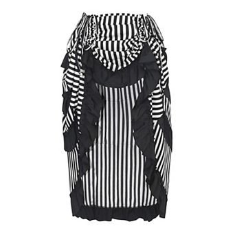 Women's Steampunk Gothic High Low Ruffle Skirt Adjustable Waist Ankle Length