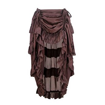 Women's Steampunk Gothic High Low Ruffle Skirt Adjustable Waist Ankle Length