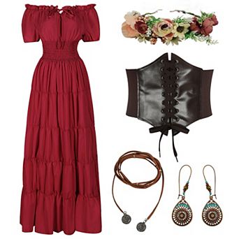 Renaissance Medieval Women Fairytale Dress Peasant Victorian Outfit