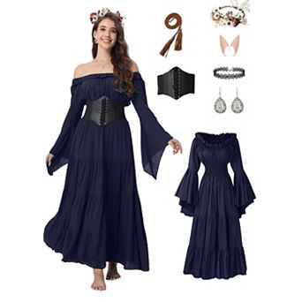 Women Medieval Renaissance Witch Dress Victorian Fairy Costume