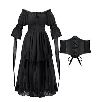 Womens 2 pc Medieval Renaissance Gothic Victorian Witch Costume Set