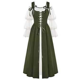 Womens 2 pc Renaissance Medieval Peasant Dress Off Shoulder Ren Faire Costume