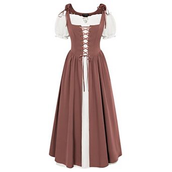 Womens 2 pc Renaissance Medieval Pirate Dress Ren Faire Fairy Witch Outfit