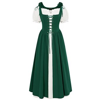 Womens 2 pc Renaissance Medieval Pirate Dress Ren Faire Fairy Witch Outfit
