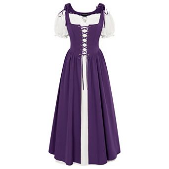 Womens 2 pc Renaissance Medieval Pirate Dress Ren Faire Fairy Witch Outfit